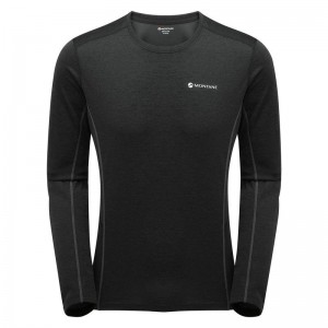 Black Montane Dart Long Sleeve Men's T Shirts | TSU1319GM