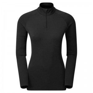 Black Montane Dart Zip Neck Women's T Shirts | IBV5614VL