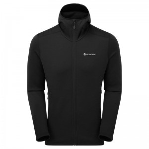 Black Montane Fury Hooded Men's Fleece Jackets | EUU364UD