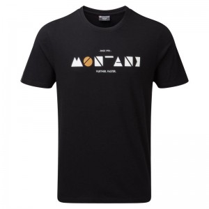 Black Montane Geometry Men's T Shirts | POS2039KC