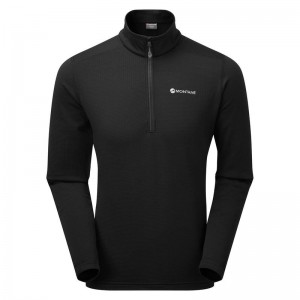 Black Montane Protium Pull On Men's Fleece | GWG229FJ