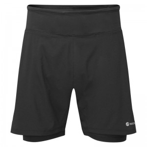 Black Montane Slipstream Twin Skin Running Men's Shorts | KLM5189YD