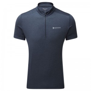 Dark Blue Montane Dart Zip Men's T Shirts | RES503WC