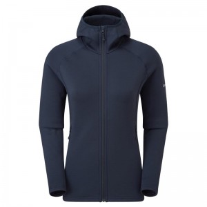 Dark Blue Montane Fury Hooded Women's Fleece Jackets | AJW5592NY