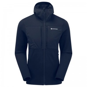 Dark Blue Montane Fury XT Hooded Men's Fleece Jackets | ATK1428UV