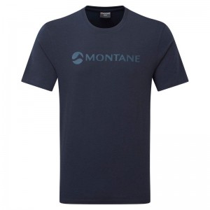 Dark Blue Montane Mono Logo Men's T Shirts | QPF3247NO