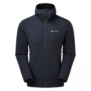 Dark Blue Montane Protium Hooded Men's Fleece Jackets | BCC9940XS