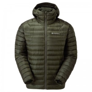 Dark Green Montane Anti-Freeze Hooded Men's Down Jackets | IRS9698SY