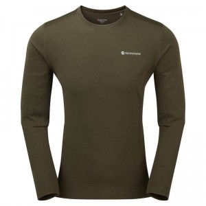 Dark Green Montane Dart Long Sleeve Men's T Shirts | AEC8210QO