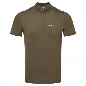 Dark Green Montane Dart Zip Men's T Shirts | KXB9849AR