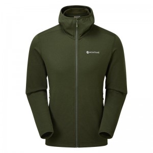 Dark Green Montane Protium Hooded Men's Fleece Jackets | DFJ6162AP