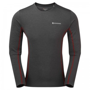 Dark Grey Montane Dart Long Sleeve Men's T Shirts | VFU2679TA