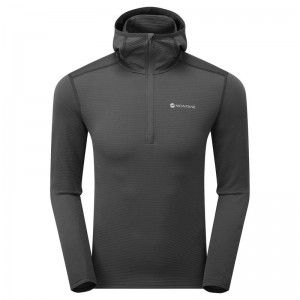 Dark Grey Montane Protium Lite Hooded Pull On Men's Fleece | THJ4465JK