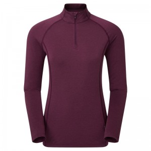 Dark Purple Montane Dart Thermo Zip Neck Women's T Shirts | ZQN9297HX