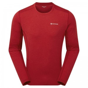 Dark Red Montane Dart Long Sleeve Men's T Shirts | KOZ2525SW