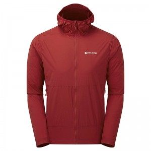 Dark Red Montane Featherlite Hooded Windproof Men's Jackets | TXC4850WV