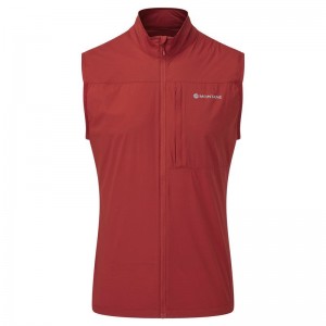 Dark Red Montane Featherlite Windproof Men's Vest | YXC5484VU