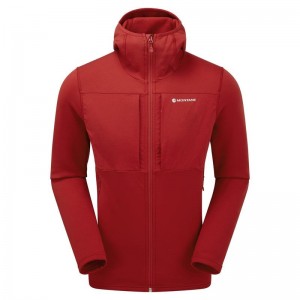 Dark Red Montane Fury XT Hooded Men's Fleece Jackets | FWB9324CV