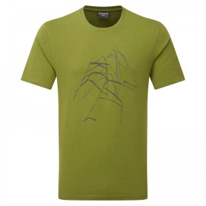 Green Montane Abstract Mountain Men's T Shirts | FKS6039VP