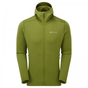 Green Montane Fury Hooded Men's Fleece Jackets | VNM117VQ