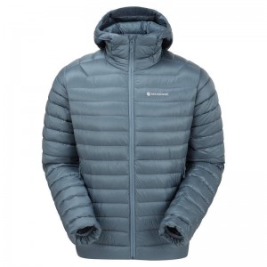 Grey Blue Montane Anti-Freeze Hooded Men's Down Jackets | FQK3176HS