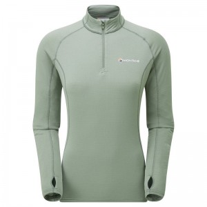 Grey Green Montane Allez Micro Pull-On Women's Fleece Jackets | ZHW2455LH