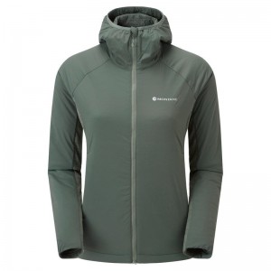 Grey Green Montane Fireball Lite Hooded Women's Insulated Jackets | MZG1075PL