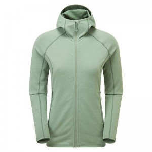 Grey Green Montane Protium Hooded Women's Fleece Jackets | HZD371FJ