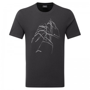 Grey Montane Abstract Mountain Men's T Shirts | LKG1435HZ