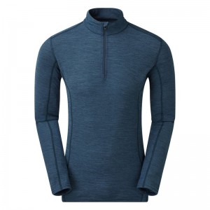 Navy Blue Montane Primino 140 Zip Neck Men's Base Layer Tops | KSK445FD