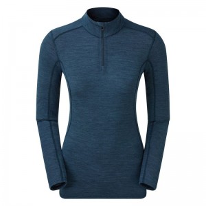 Navy Blue Montane Primino 140 Zip Neck Women's Base Layer Tops | PRH5872DK