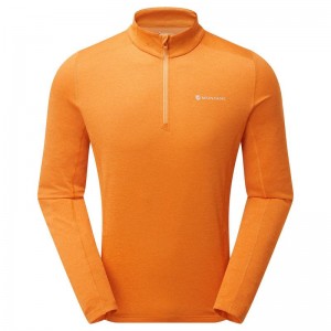 Orange Montane Dart Zip Neck Men's T Shirts | XAL309SP