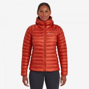 Orange Red Montane Anti-Freeze Hooded Women's Down Jackets | RYZ213NT