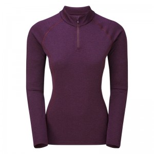 Purple Montane Dart Zip Neck Women's T Shirts | CKU8090KX