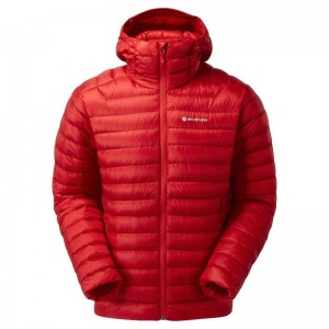 Red Montane Anti-Freeze Hooded Men's Down Jackets | GZZ8833PM