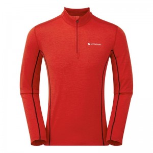 Red Montane Dart Zip Neck Men's T Shirts | NFK8234KF