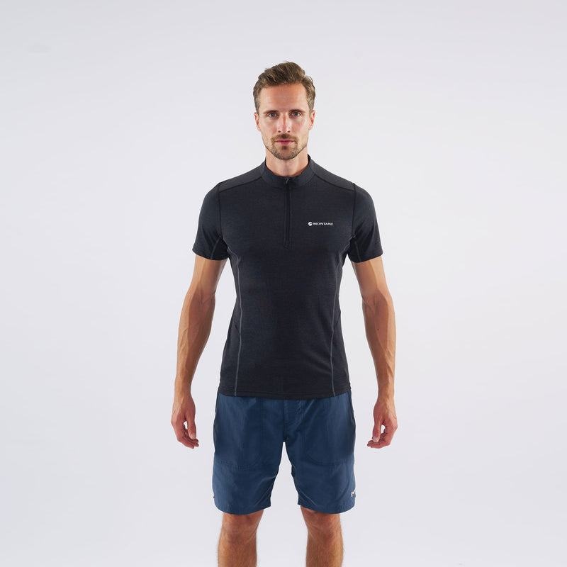 Black Montane Dart Zip Men's T Shirts | NFL665RW