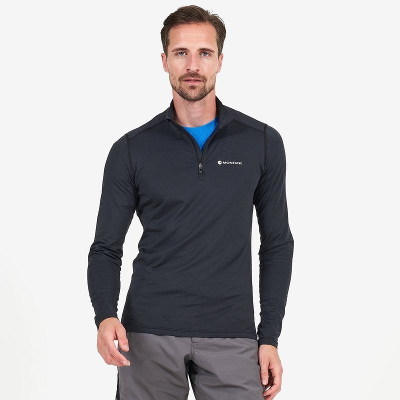 Black Montane Dart Zip Neck Men's T Shirts | YAC8673RV