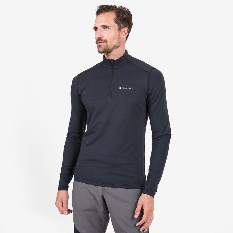 Black Montane Dart Zip Neck Men's T Shirts | YAC8673RV