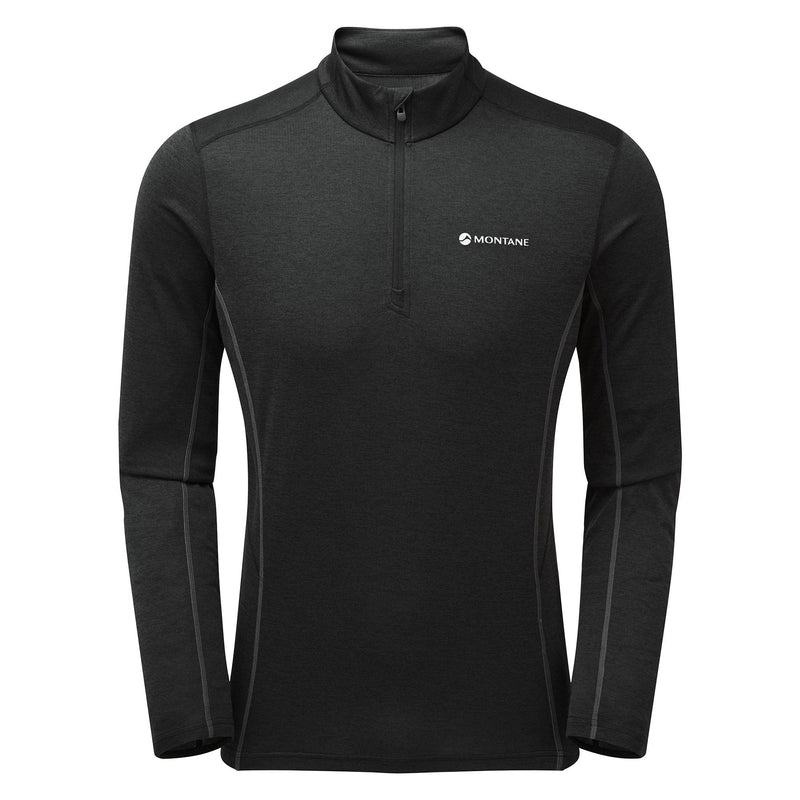 Black Montane Dart Zip Neck Men\'s T Shirts | YAC8673RV