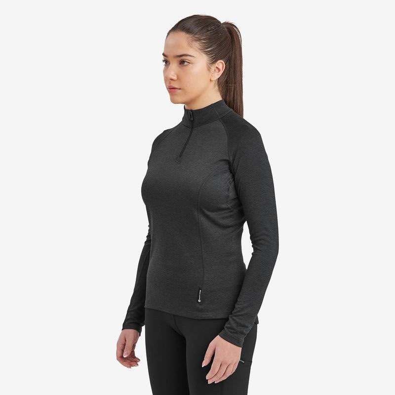 Black Montane Dart Zip Neck Women's T Shirts | IBV5614VL