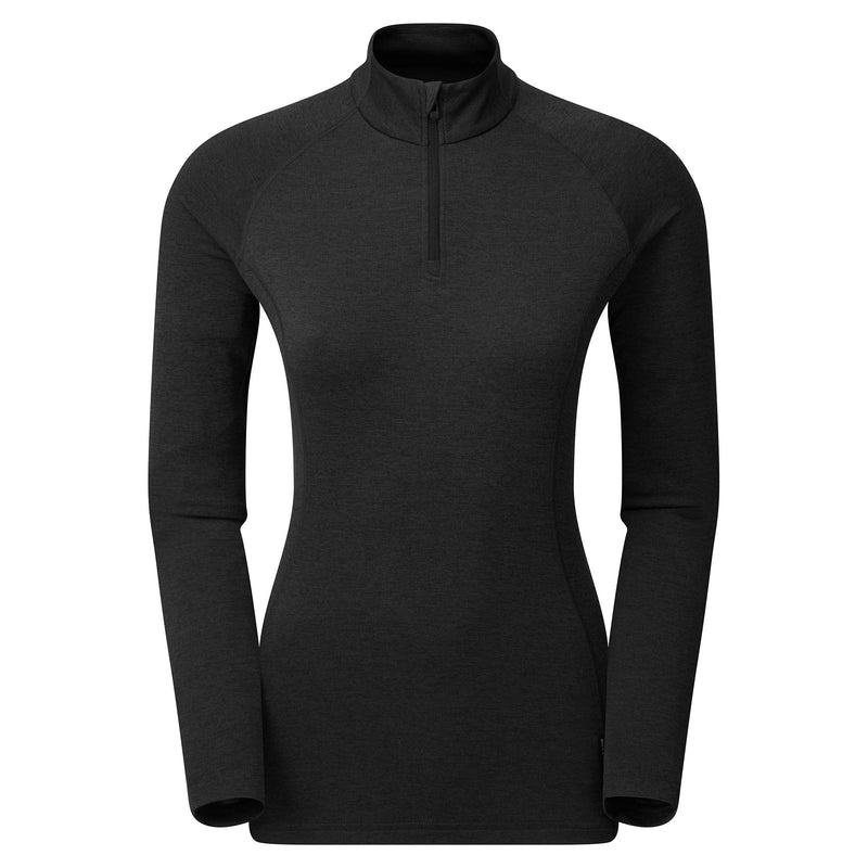 Black Montane Dart Zip Neck Women\'s T Shirts | IBV5614VL