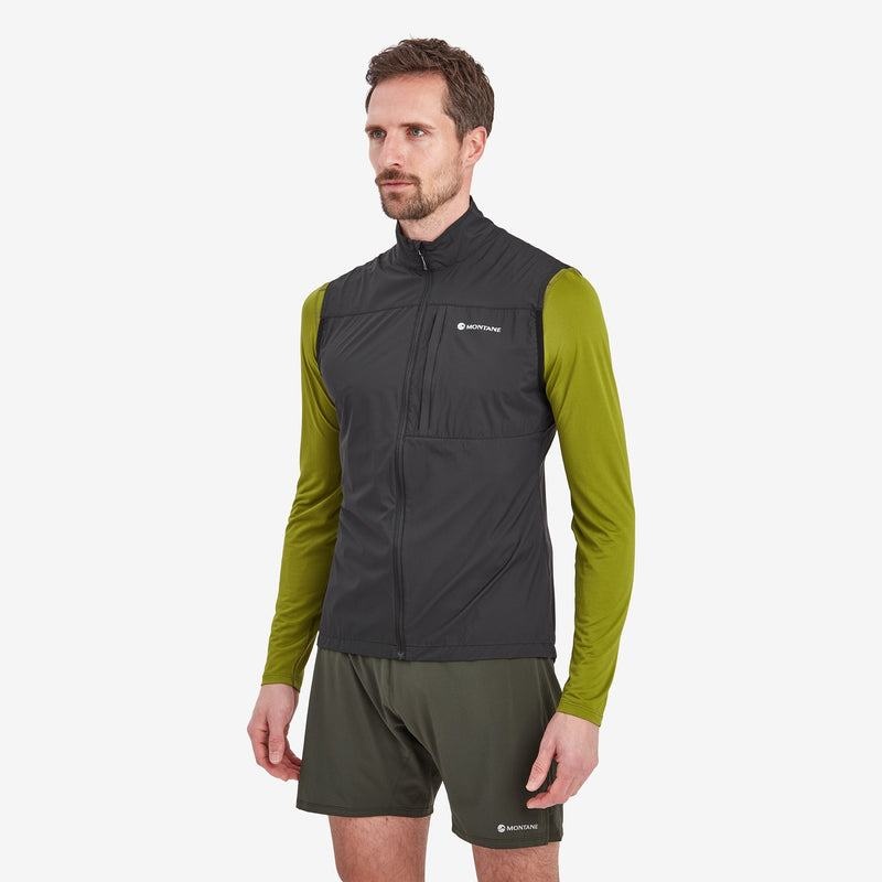 Black Montane Featherlite Windproof Men's Vest | QHQ3326IV