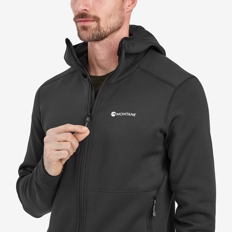 Black Montane Fury Hooded Men's Fleece Jackets | EUU364UD