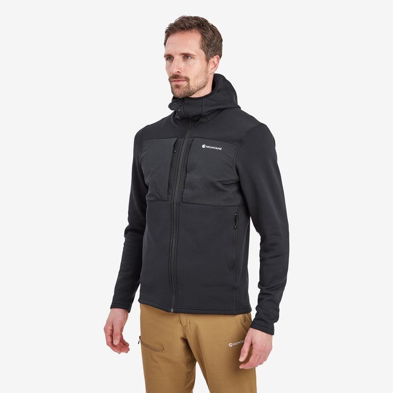 Black Montane Fury XT Hooded Men's Fleece Jackets | OWH7538UD