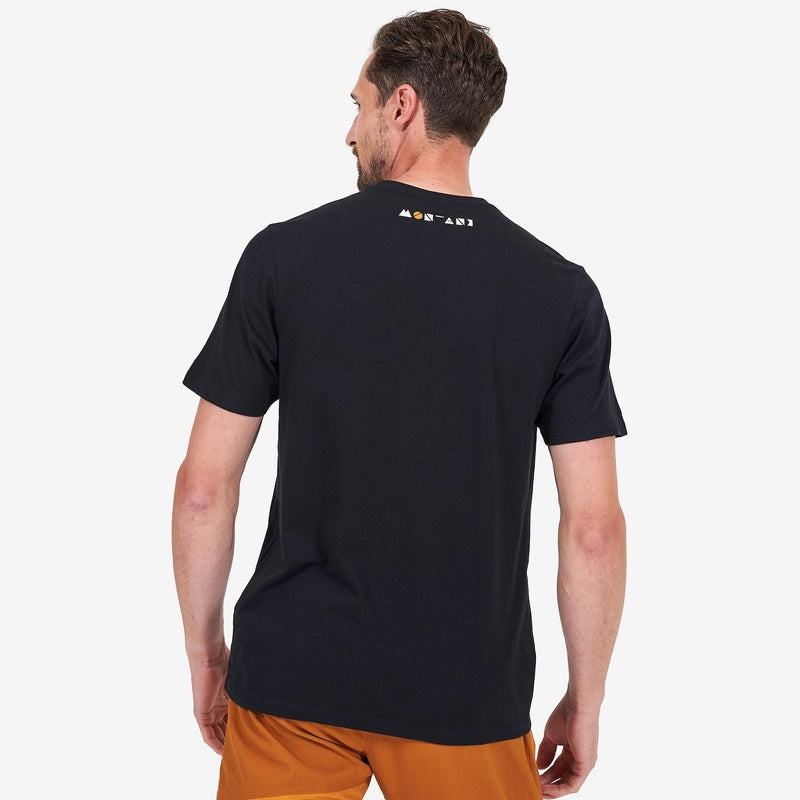 Black Montane Geometry Men's T Shirts | POS2039KC