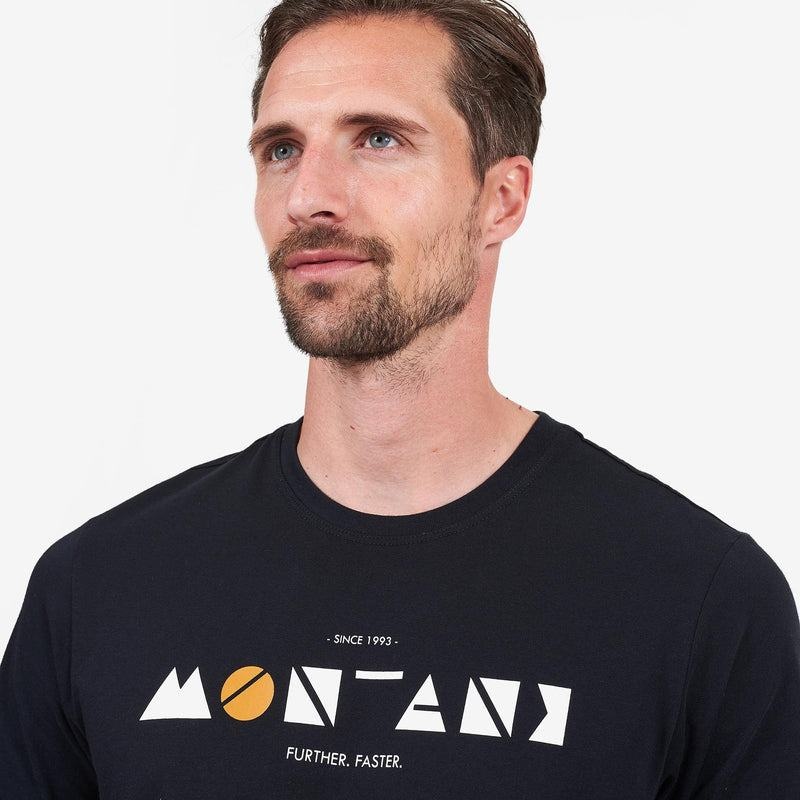 Black Montane Geometry Men's T Shirts | POS2039KC