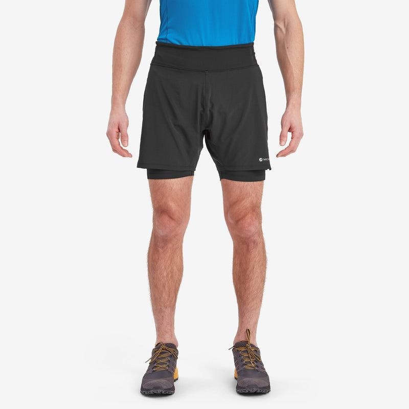 Black Montane Slipstream Twin Skin Running Men's Shorts | KLM5189YD