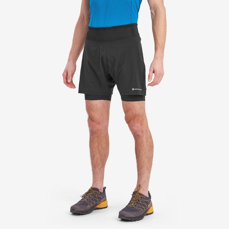 Black Montane Slipstream Twin Skin Running Men's Shorts | KLM5189YD