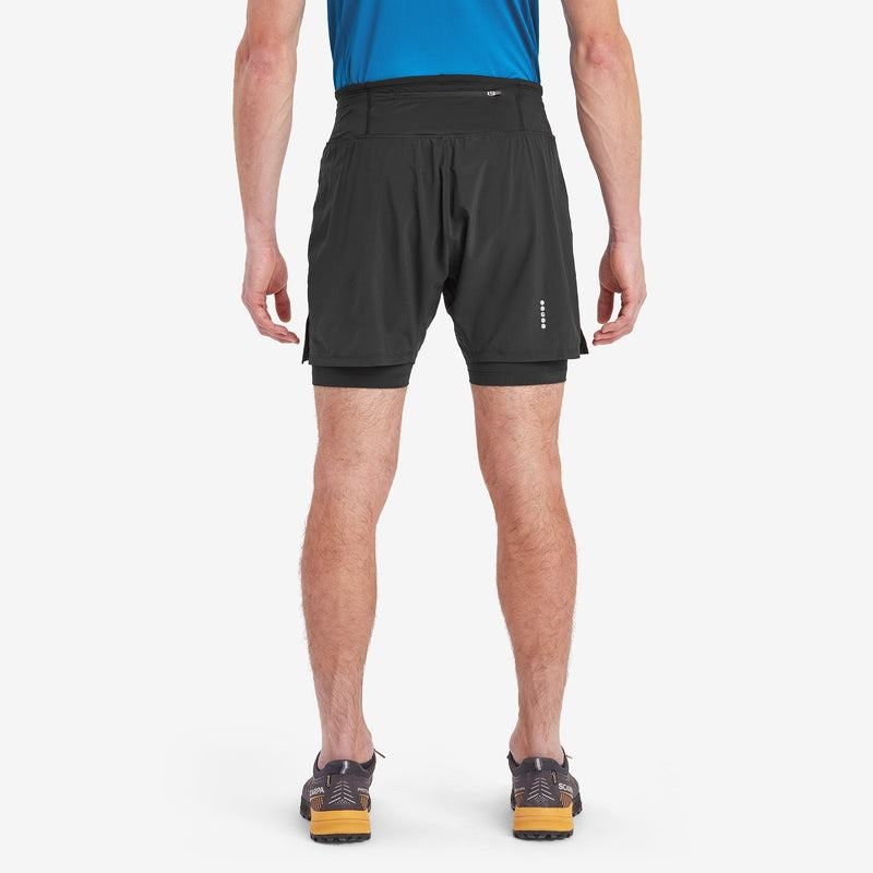 Black Montane Slipstream Twin Skin Running Men's Shorts | KLM5189YD